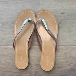 J. Crew Silver and Tan Women's Sandals